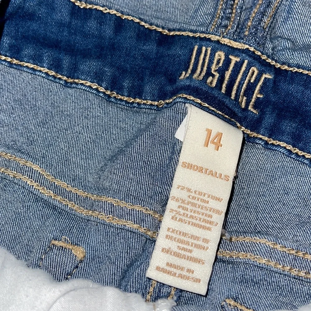 Justice Girl Jean Short Overalls Size 14